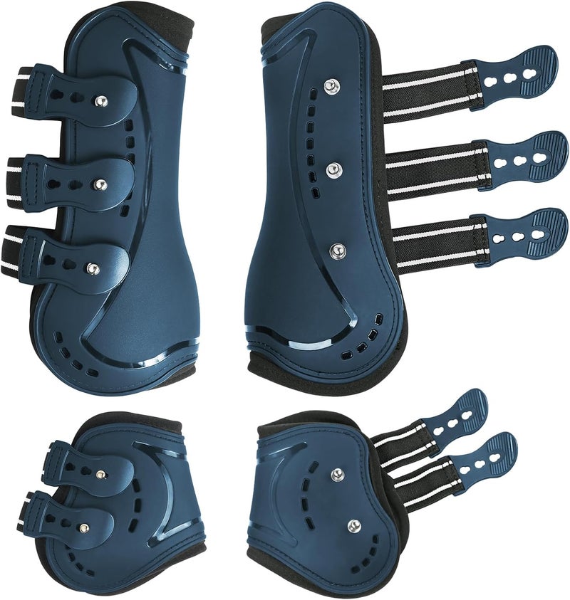 HackFond Horse Tendon Boots, Fetlock Boots & Open Front Boots for Jumping, Set of 4, Horse Protection Leg Guard - Image 1